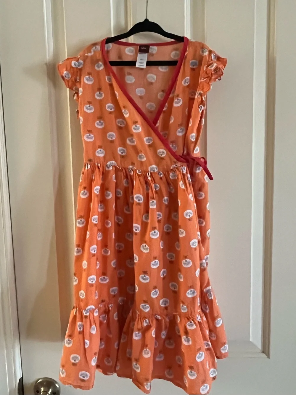 Tea Collection Girls Size 7 Wrap Dress with Flutter Sleeves